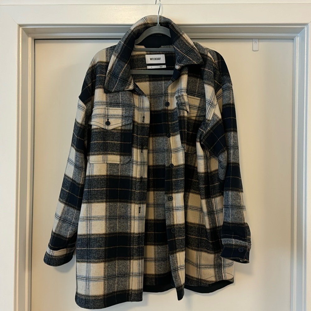 Navy plaid shacket